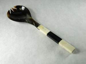 Outils à salade en corne de qualité supérieure Serveur à salade en corne naturelle et cuillère de service Couverts en agate Vaisselle Vaisselle Ensemble de couverts - Product Image 5