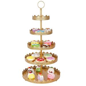 Support à gâteau rond à trois niveaux, lisse et maigre, avec poignée, présentoir à gâteau de luxe - Product Image 4