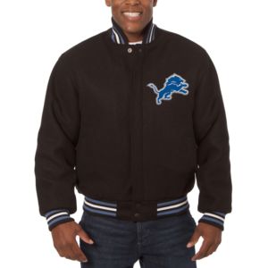 Blouson universitaire personnalisé 2025 pour homme, design JH, noir et bleu, en coton, avec boutons recouverts, idéal pour l'hiver - Product Image 6