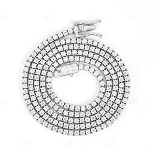 Collar de cadena de tenis con diamantes de moissanita, collar de tenis de plata de ley de 2mm y 24 pulgadas, joyería de diseño clásico a precio mayorista - Product Image 1