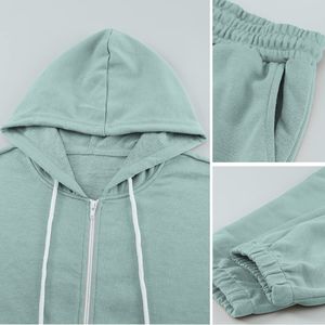 Vêtements de détente pour femmes avec logo personnalisé, ensembles de survêtement en tricot gaufré, ensembles de survêtement à capuche en 2 pièces, ensembles de détente pour femmes - Product Image 6