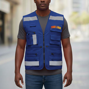 Gilet de sécurité réfléchissant de classe 2 ANSI avec logo personnalisé pour les vêtements de travail en extérieur pour hommes, haute visibilité, 100% coton, gilet de sécurité solide pour hommes - Product Image 4