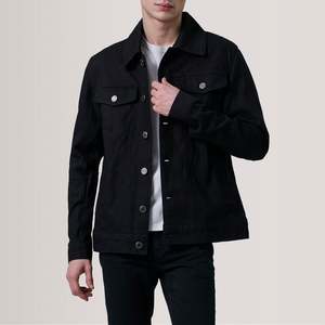 เสื้อแจ็คเก็ตยีนส์สีดำแบบ Trucker ยี่ห้อ Conard พร้อมตกแต่งกระดุม - Product Image 1