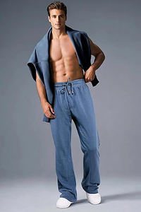 Pantalon de jogging unisexe en molleton bouclette de coton épais à coupe ample avec logo personnalisé pour homme - Product Image 2