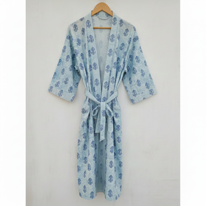 Bata de Baño de Lujo Unisex, Tejida a Mano, 100% Algodón, con Estampado Floral Indio, Ropa de Dormir para Mujer, Cubierta de Playa - Product Image 4