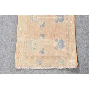 พรมขนสัตว์สีเบจสีน้ำเงินแบบคลาสสิกขนาด1.3x2.9ฟุตงานเย็บปะแบบตุรกีรูปแบบห้องโถงเป็นรูปสี่เหลี่ยมผืนผ้าสำหรับห้องนอนน้ำยาง - Product Image 3