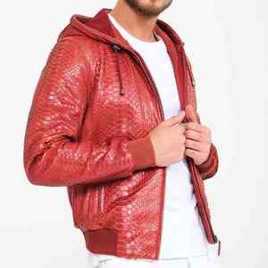Chaqueta de Cuero para Hombre, Personalizable OEM, 100% Cuero Genuino, Estilo Casual Popular, Piel de Cordero, Cuello de Piel, Resistente al Viento - Product Image 4