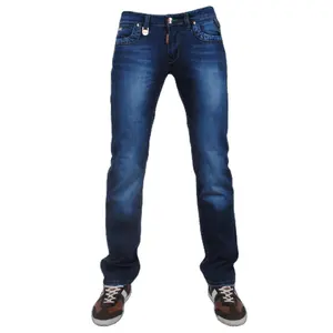 Blue Denim Jeans de Algodão Regular Homens Streetwear Vintage Denim Jean Calças Para Homens Casual Jeans Retos Slim