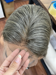 Méga vente, perruque en dentelle HD sans colle, cheveux vierges vietnamiens gris premium, double trame, cheveux humains - Product Image 3