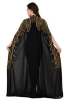 Robe Abaya Maxi en Georgette Brodée pour Femmes, Légère et Brillante, de Haute Qualité, avec Paillettes et Perles, Taille Personnalisée Plus