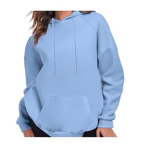 Vente en gros de sweat-shirts à capuche longs et surdimensionnés pour femmes, décontractés, coupe ample, en coton tissé, doux, chaud, pull-over, vêtements d'extérieur, automne-hiver, devant - Product Image 6