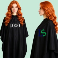 Cape de coiffure professionnelle imperméable avec fermeture à bouton-pression réglable et col en silicone – Tablier de coupe de cheveux design pour barbier