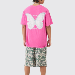 2025 nouvelle impression hommes coton T-shirt décontracté à manches courtes poids lourd impression longue longueur 100% coton Style impression T-shirts - Product Image 2