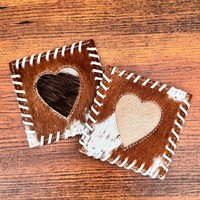 Ensemble de caboteur en cuir de vachette fabriqué à la main de haute qualité pour la décoration intérieure cheveux en cuir véritable occidental sur les sous-verres en peau nouveaux cadeaux pour la maison