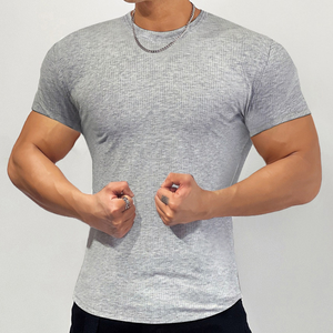 เสื้อยืดฟิตเนสสำหรับผู้ชายเสื้อยืดออกกำลังกายพิมพ์ลายน้ำหนักมากแนวสปอร์ตผ้าคอตตอนสี100% - Product Image 2