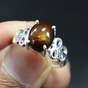 925 argent Sterling naturel mexicain feu Agate bague lisse Cabochon pierre précieuse diamant Onyx bijoux de mariage fiançailles cadeau doigt - Product Image 5