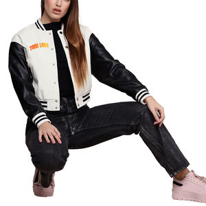 Venta al por mayor de las mujeres Varsity chaqueta elegante prendas de vestir exteriores de lana manga Letterman bomber mezcla de lana casual moda universitaria - Product Image 4