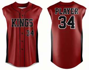 Equipo personalizado práctica botón completo camiseta sin mangas de béisbol sublimado uniformes de softbol Unisex - Product Image 1