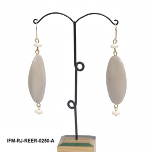 Handcrafted Monochrome Striped Resin Jewelry <b>Purple</b> Geometric Pendant Necklace and <b>Earring</b> Set For Woman - Product Image 4