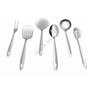 Herramientas de cocina de acero inoxidable de 5 piezas Premium Diseño clásico ecológico Incluye tenedor y servidor de espagueti para uso doméstico - Product Image 1