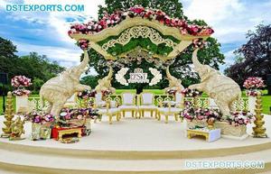 Magnifique Mandap en forme d'éléphant pour mariage en plein air, mariage indien gujarati, Mandap en bois sculpté, éléphant à laque, Mandap de mariage - Product Image 2