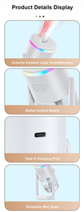 Humidificateur d'air personnalisé en gros avec logo, mini, réservoir d'eau 280 ml, <span class=keywords><strong>ciel</strong></span> étoilé, LED 7 couleurs, pour voiture, bureau, chambre, veilleuse, OEM - Product Image 5