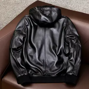 Mode hommes vestes en cuir automne couleur unie veste populaire Simple décontracté mâle veste - Product Image 2