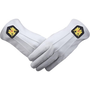 Gants maçonniques Regalia 100% coton avec boussole carrée en cuir pour usage extérieur - Product Image 6
