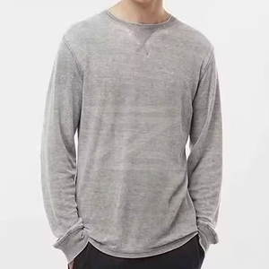 <b>Men</b> Solid Winter Acid Wash Sweatshirt Long Sleeve Crewneck Vintage Cotton Polyester Casual <b>Pullover</b> Top High Quality Quick Dry - Product Image 2
