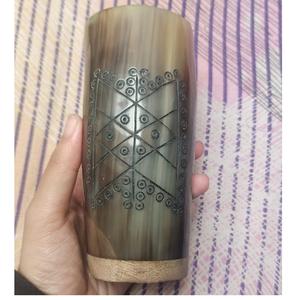 Vaso de chupito de cuerno de beber Natural hecho a mano personalizado de marca de lujo Animal de estilo vikingo de alta pulido de La India - Product Image 1