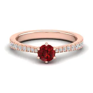 Red Garnet Diamond Solid Rose Gold Finger Ring Women Wholesale Indian Jewelry Stacking Midi Mood Promise Cluster Gemstone Rings