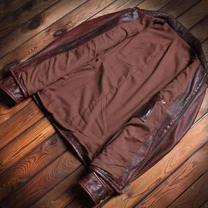 Logo personnalisé Chenille Broderie Vestes en cuir Hommes Vintage Rouge Blanc Veste à manches en cuir - Product Image 2