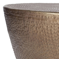 Table basse moderne de luxe en aluminium martelé Design rond et fin avec finition décorative dorée claire Utilisation personnalisée pour le salon