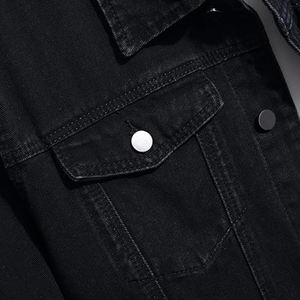 Veste en jean unie délavée pour homme, style vintage taille haute, col rabattu, coupe slim, style hip-hop, vêtement d'extérieur, vente en gros, hiver - Product Image 4