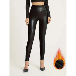 Women's <b>High</b> <b>Waist</b> Shaping <b>Leggings</b> with Fleece Lining, Full Fit, 22009 - <b>Black</b> - Product Image 1