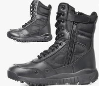 Bottes de randonnée et de travail pour hommes QUICK WAY INDUSTRIES, en cuir noir, style tactique, fermeture à lacets, modèle QWI-02-51101