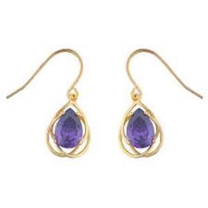 Prix de gros Boucles d'oreilles pendantes en argent sterling 925 faites à la main Pierre d'améthyste naturelle Forme ovale de 8 mm - Product Image 1