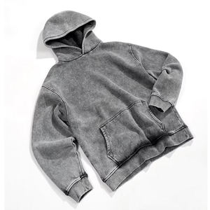 Nouveauté 2026 – Sweat à capuche homme en molleton 100 % coton, délavé et vieilli, avec logo personnalisé – Idéal pour l'hiver - Product Image 3