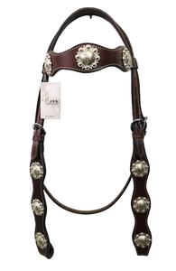 Headstall occidental de cuero genuino marrón de alta calidad con producto ecuestre Concho para montar a caballo - Product Image 4