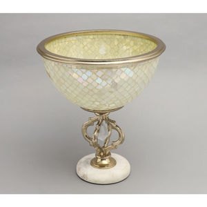 Cuenco Decorativo de Mosaico Hecho a Mano sobre una Elegante Base, Decoración para el Hogar, Hotel y Bodas, Frutero, Centro de Mesa, Cuenco con Pedestal - Product Image 3