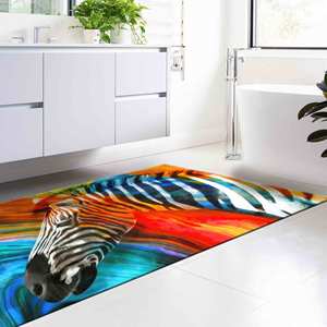Tapis imprimé zèbre - Tapis d'entrée 3D coloré à motif animal, tapis d'escalier, tapis en chenille - Product Image 4