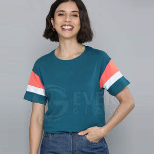100% pur coton femmes T-shirt décontracté personnalisable ample à manches courtes respirant Jersey tricoté - Product Image 3