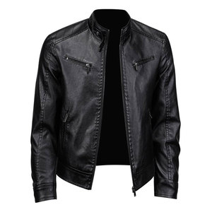 Pakistan Made High Quality <b>Winter</b> <b>Leather</b> <b>Jacket</b> with Stand Collar and Front Logo-Private Label OEM Service - Product Image 1