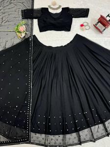Ensemble Lehenga Choli de qualité supérieure en faux georgette, vêtements de créateur, travail lourd de broderie de sequins, Lehenga Choli avec ensemble Dupatta - Product Image 6