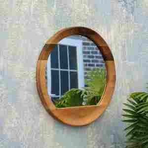 Nouveau Design Design & Crafted Designer Miroir Chambre Décor Rond Cadre En Bois Qualité D'exportation Avec Qualité D'exportation - Product Image 1