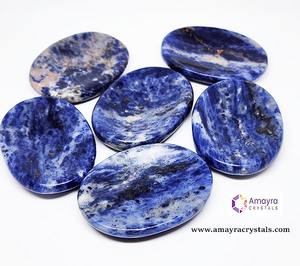 Gemstone Sodalite Thumb Worry <b>Stone</b> Natural Worry <b>Stone</b> for Meditation Handmade Agate Item Buy From Amayra Crystal Exports India - Product Image 1