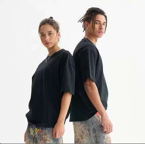 Venta al por mayor 100% algodón liso camisetas de gran tamaño de manga corta transpirable en relieve camiseta de los hombres crea tu propio estilo logotipo personalizado - Product Image 1