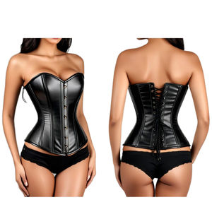 Zoar ชุดคอร์เซ็ทหนัง PU สีดำสำหรับผู้หญิง, ชุดคอร์เซ็ทสายรัดเอวโครงเหล็กระบายอากาศได้เป็นที่ต้องการมาก - Product Image 2