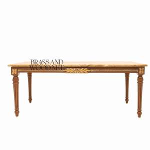 Mesa de Centro Rectangular de Lujo con Tapa de Mármol Premium y Elegante Marco de Madera Tallado a Mano para Interiores Clásicos - Product Image 2