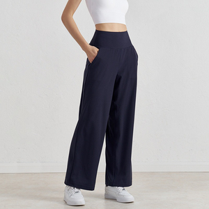 Pantalones de yoga holgados de cintura alta para mujer-Pantalones de salón de pierna recta de sensación desnuda, pantalones de entrenamiento de pierna ancha transpirables - Product Image 6